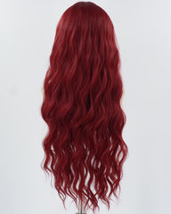 Long Curly Wine Red Synthetic Wig HW551