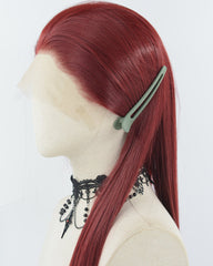 30Inch Long Wine Red Synthetic Lace Front Wig WW961
