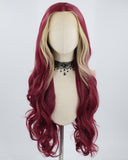 Blonde Highlights Wine Red Synthetic Lace Front Wig WT235