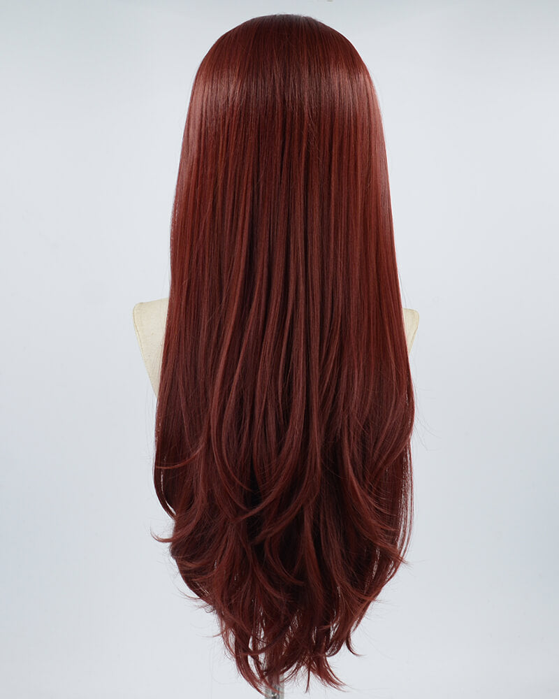 Pink Skunk Stripe Wine Red Synthetic Lace Front Wig WW560
