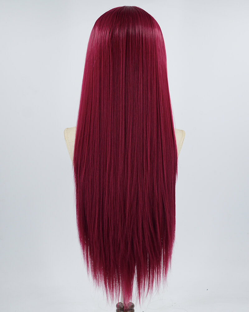 Blonde Skunk Stripe Wine Red Synthetic Lace Front Wig WW558