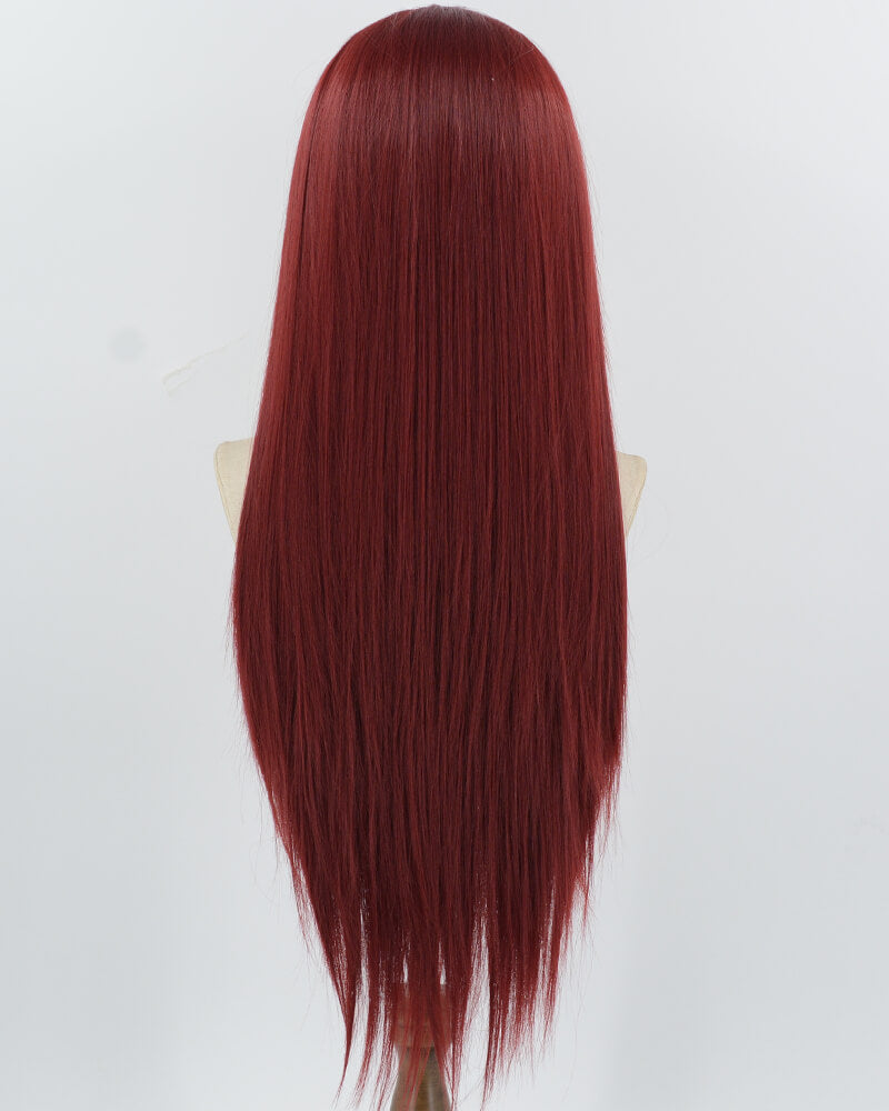 Wine Red Straight Synthetic Lace Front Wig WW1040