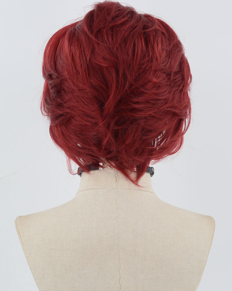 Wine Red Short Synthetic Lace Front Wig MW034