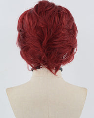 Wine Red Short Synthetic Lace Front Wig MW034