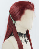 Wine Red Straight Synthetic Lace Front Men's Wig MW064