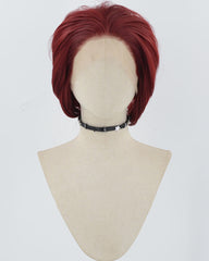 Wine Red Short Synthetic Lace Front Wig MW017