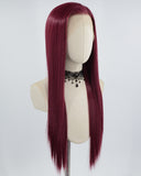 13*4 Wine Red Straight Synthetic Lace Front Wigs WW638
