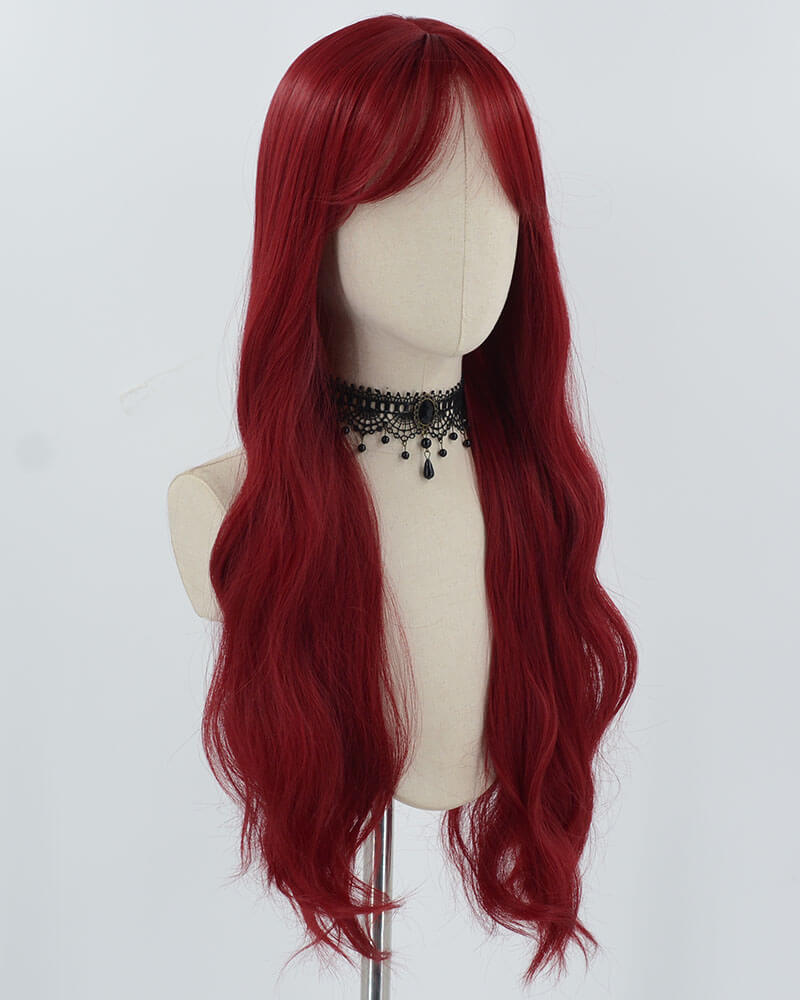 Wine Red Wavy Synthetic Wig HW608