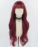 Wine Red Long Wavy Synthetic Wig HW751