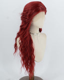 Wine Red Long Curly Synthetic Lace Front Wig WW588