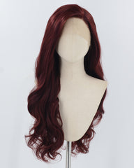 Wine Red Long Wavy Synthetic Lace Front Wig WW926