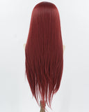 Wine Red Straight Synthetic Lace Front Men's Wig MW064
