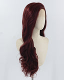 Wine Red Long Wavy Synthetic Lace Front Wig WW926