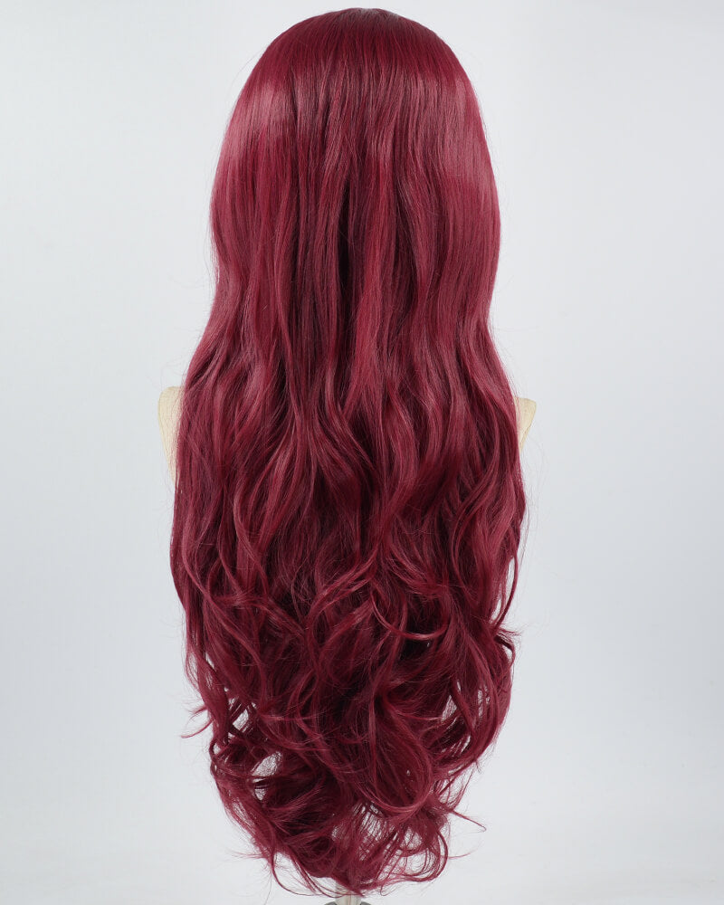 Blonde Highlights Wine Red Synthetic Lace Front Wig WT235