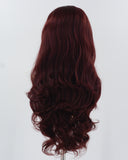 Wine Red Long Wavy Synthetic Lace Front Wig WW926