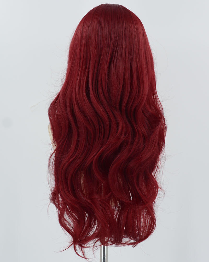 Wine Red Long Wavy Synthetic Wig HW610