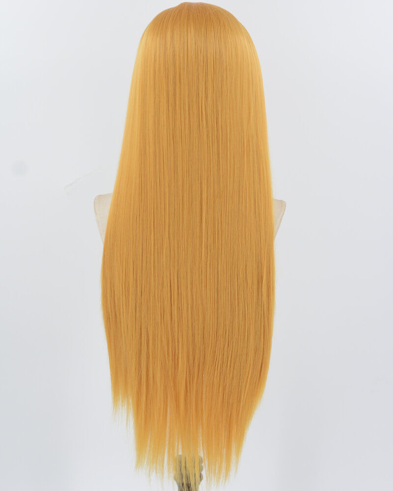 Golden Blonde Long Straight Synthetic Lace Front Wig WW936