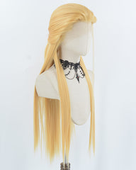 Yellow Blonde Straight Synthetic Lace Front Men's Wig MW060