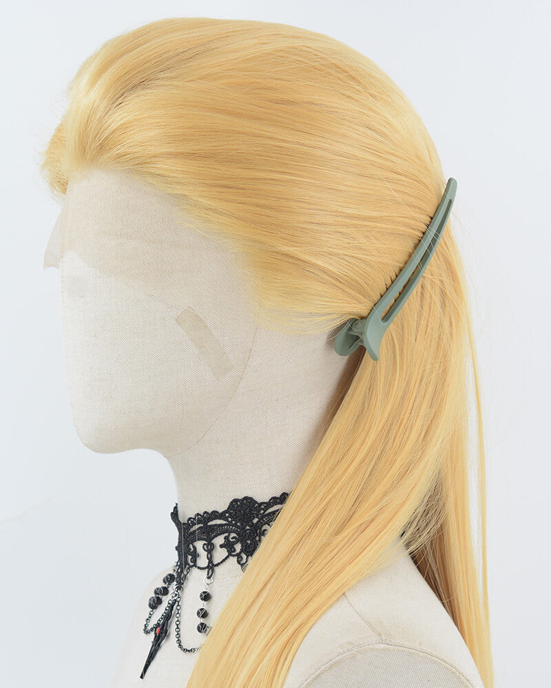 Yellow Blonde Straight Synthetic Lace Front Men's Wig MW060