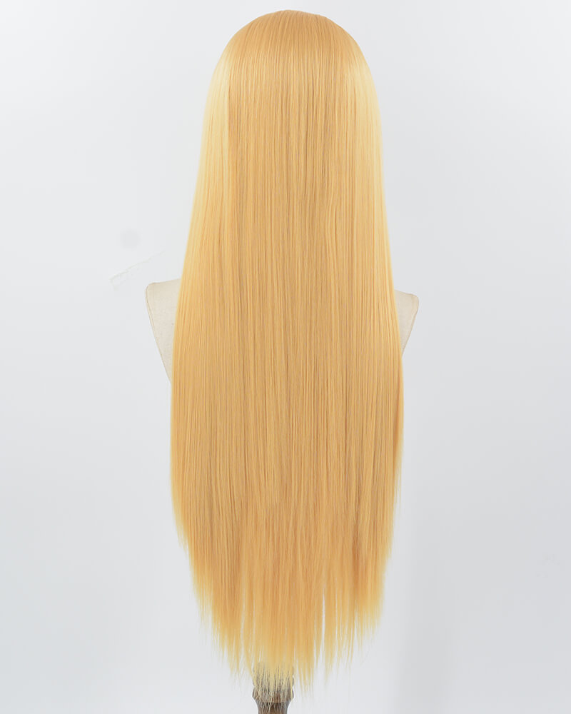 Yellow Blonde Straight Synthetic Lace Front Men's Wig MW060