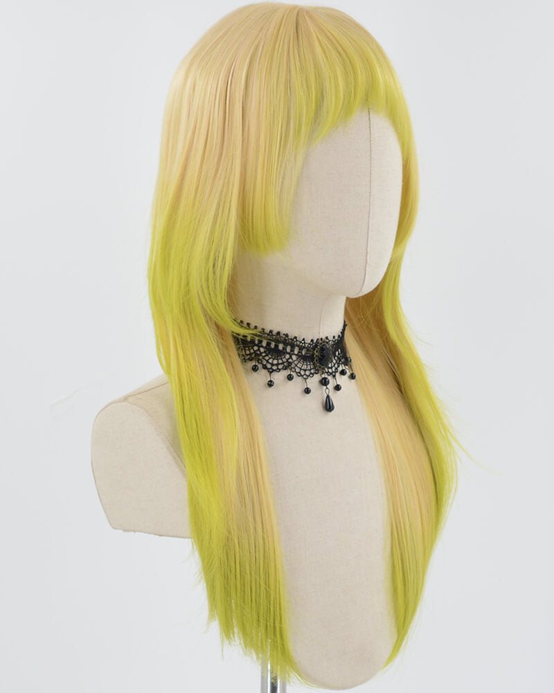 Yellow Ombre Green Synthetic Wig HW540