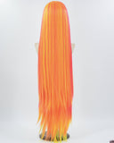 40Inch Long Neon Orange Yellow Synthetic Lace Front Wig WW751