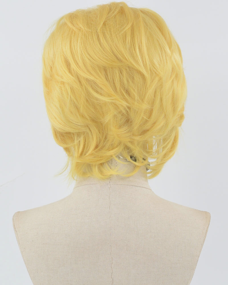 Yellow Short Synthetic Lace Front Men's Wig MW023