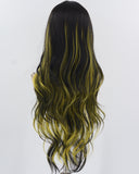 Yellow Black Long Wavy Synthetic Wig HW690