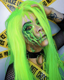 Neon Green Straight Synthetic Lace Front Wig WW071