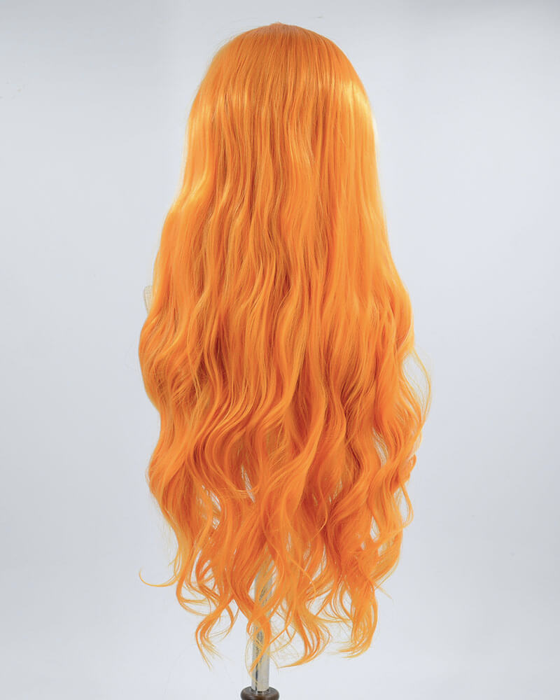 Blonde Streaked Orange Synthetic Lace Front Wig WW419