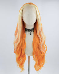 Blonde Streaked Orange Synthetic Lace Front Wig WW419