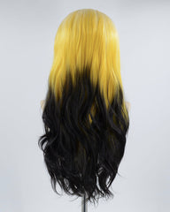 Blonde Ombre Yellow Black Synthetic Lace Front Wig WW428