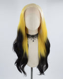 Blonde Ombre Yellow Black Synthetic Lace Front Wig WW428