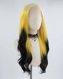 Blonde Ombre Yellow Black Synthetic Lace Front Wig WW428