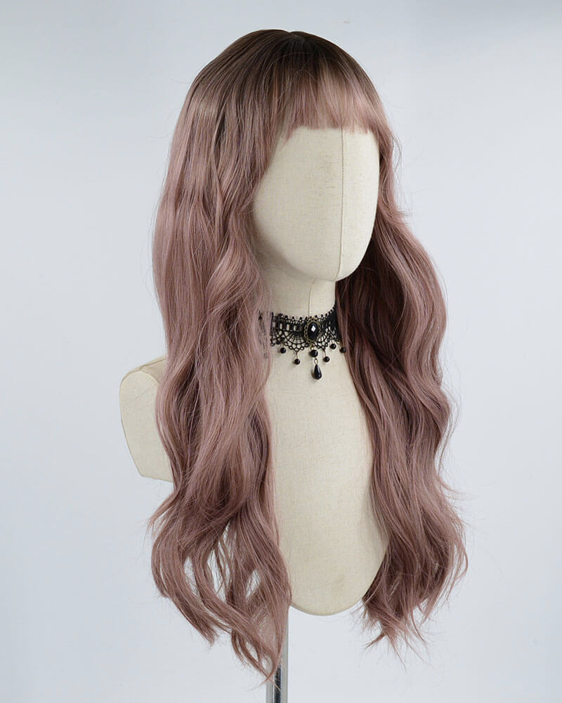 Ombre Pink Wavy Synthetic Wig HW075