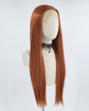 Long Copper Red Synthetic Lace Front Wig WT187