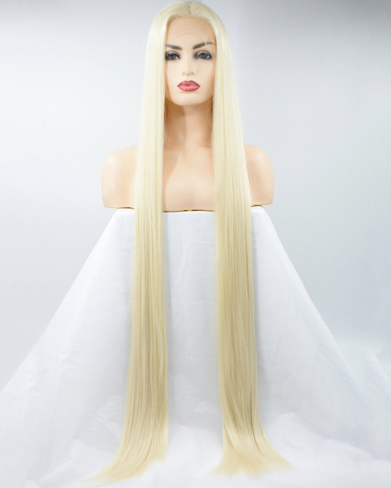 38 Inch Long Blonde Synthetic Lace Front Wig WW173