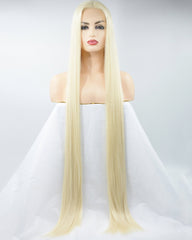 38 Inch Long Blonde Synthetic Lace Front Wig WW173