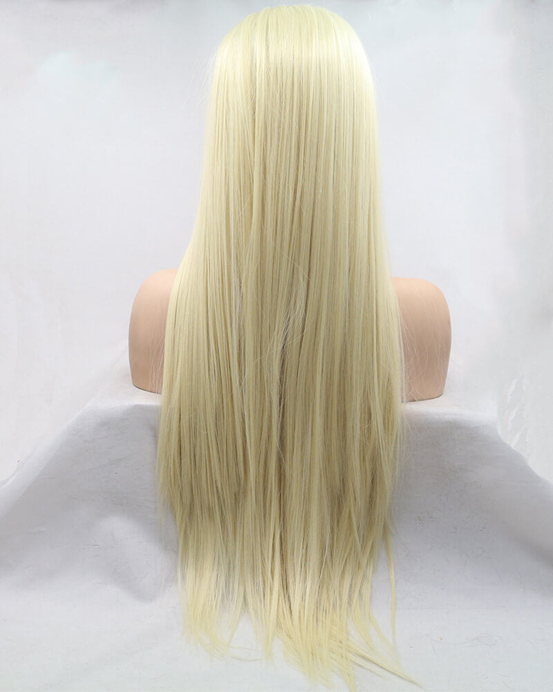 613 Blonde Straight Synthetic Lace Front Wig With Bangs WT140