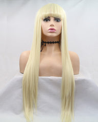 613 Blonde Straight Synthetic Lace Front Wig With Bangs WT140