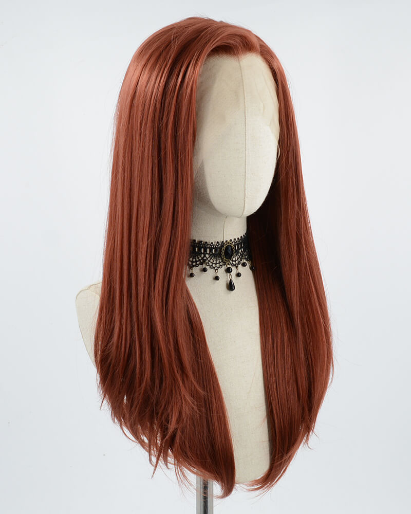Auburn Red Straight Synthetic Lace Front Wig WW159