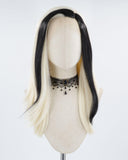 Black Streaked Platinum Blonde Synthetic Lace Front Wig WW286