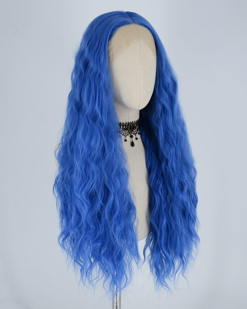 Blue Curly Synthetic Lace Front Wig WW304