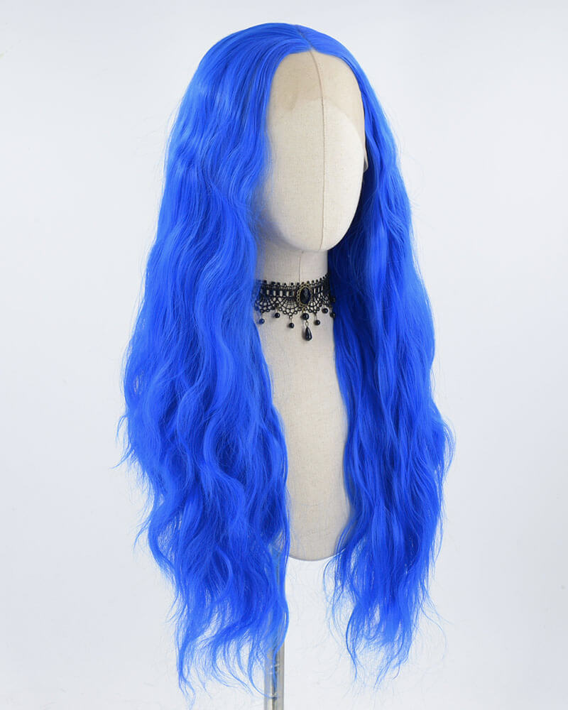 Blue Curly Synthetic Lace Front Wig WW355