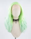 Glow in the Dark Tinsel Ombre Green Synthetic Lace Front Wig WW483