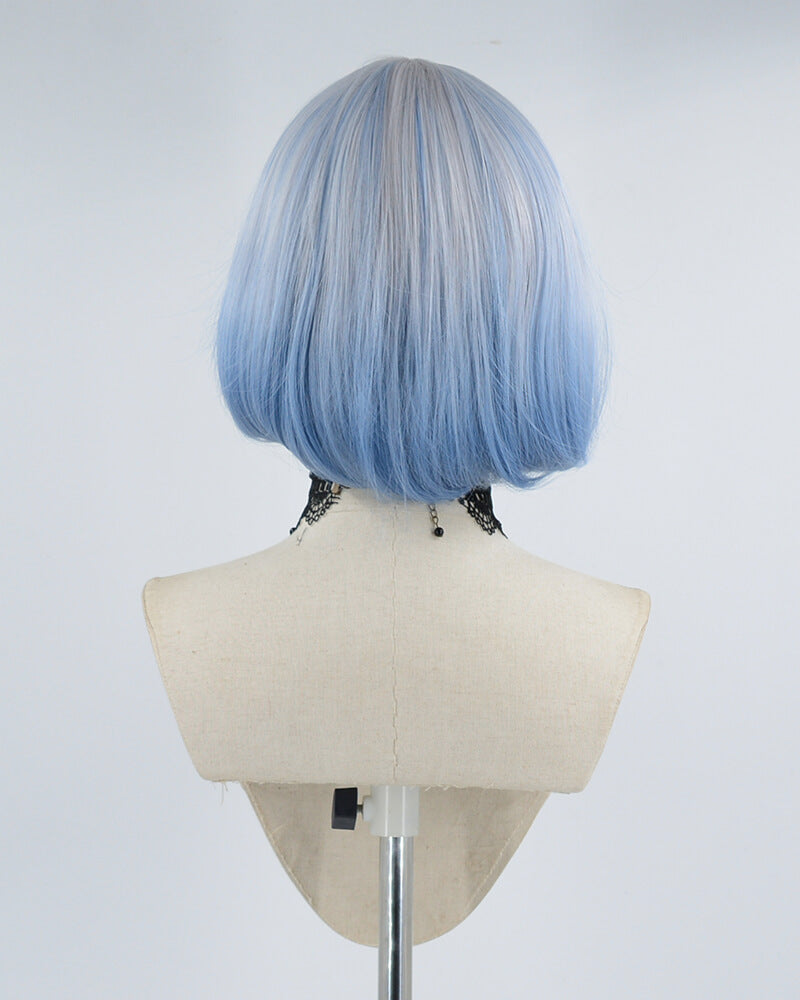 Grey Ombre Blue Hard Front Wig HW004