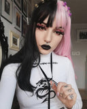 Half Pink Half Black Hard Front Wig HW014