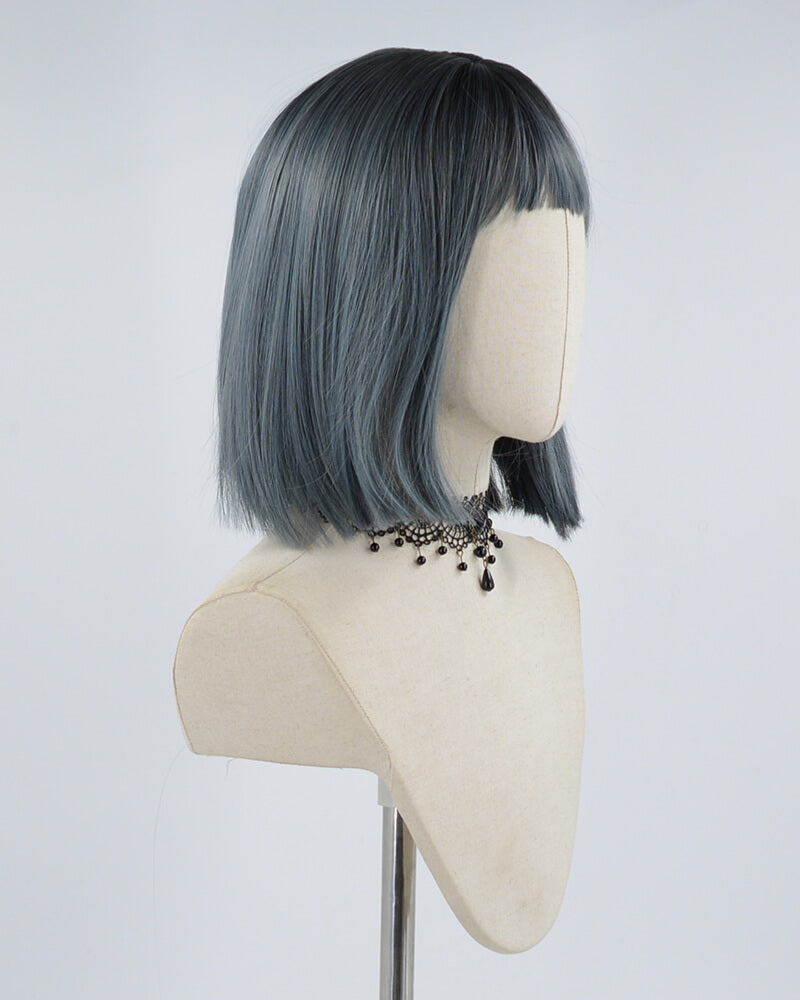 Blue Short Straight Hard Front Wig HW067