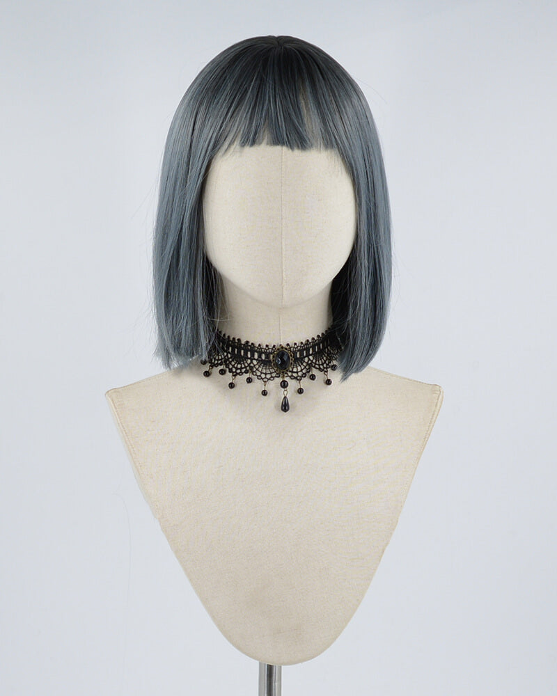 Blue Short Straight Hard Front Wig HW067