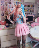 Half Blue Half Pink Synthetic Wig HW088